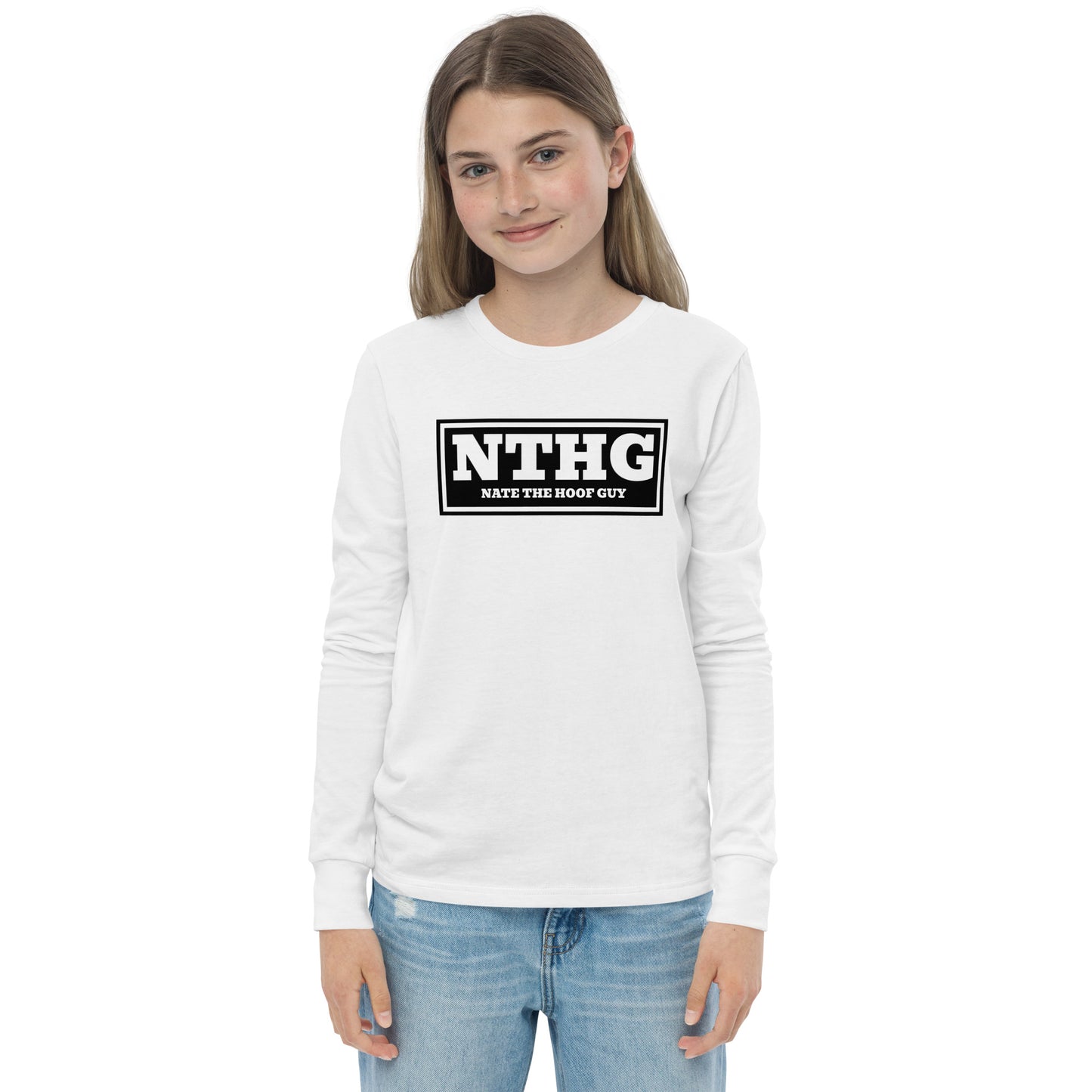 Youth long sleeve tee black logo